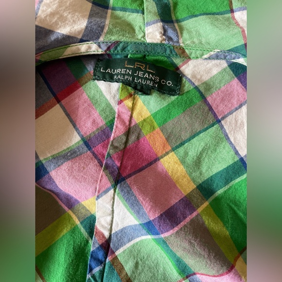 Ralph Lauren Multicolor Plaid Wrap Blouse Size Large - Picture 5 of 8
